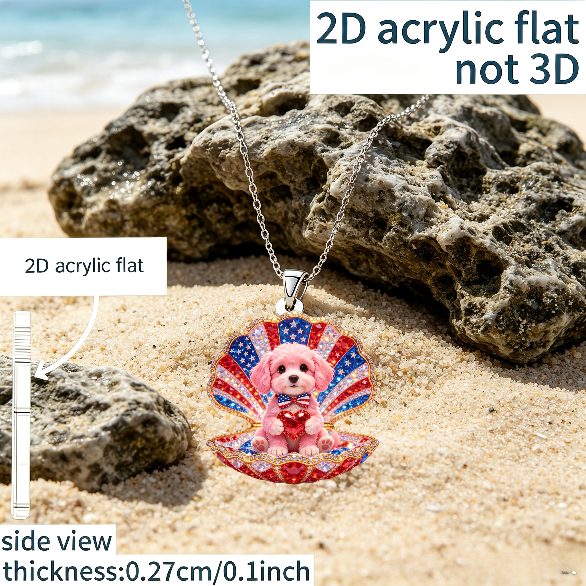 Men's and Women's Teddy Bear Pattern Acrylic Pendant Necklace